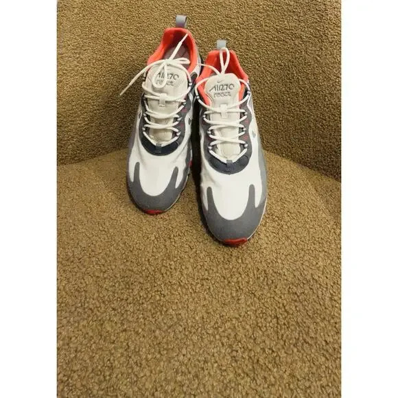 Nike Air Max 270 React White Gray Red Men's Sneakers CT1264-100 - Picture 3 of 5
